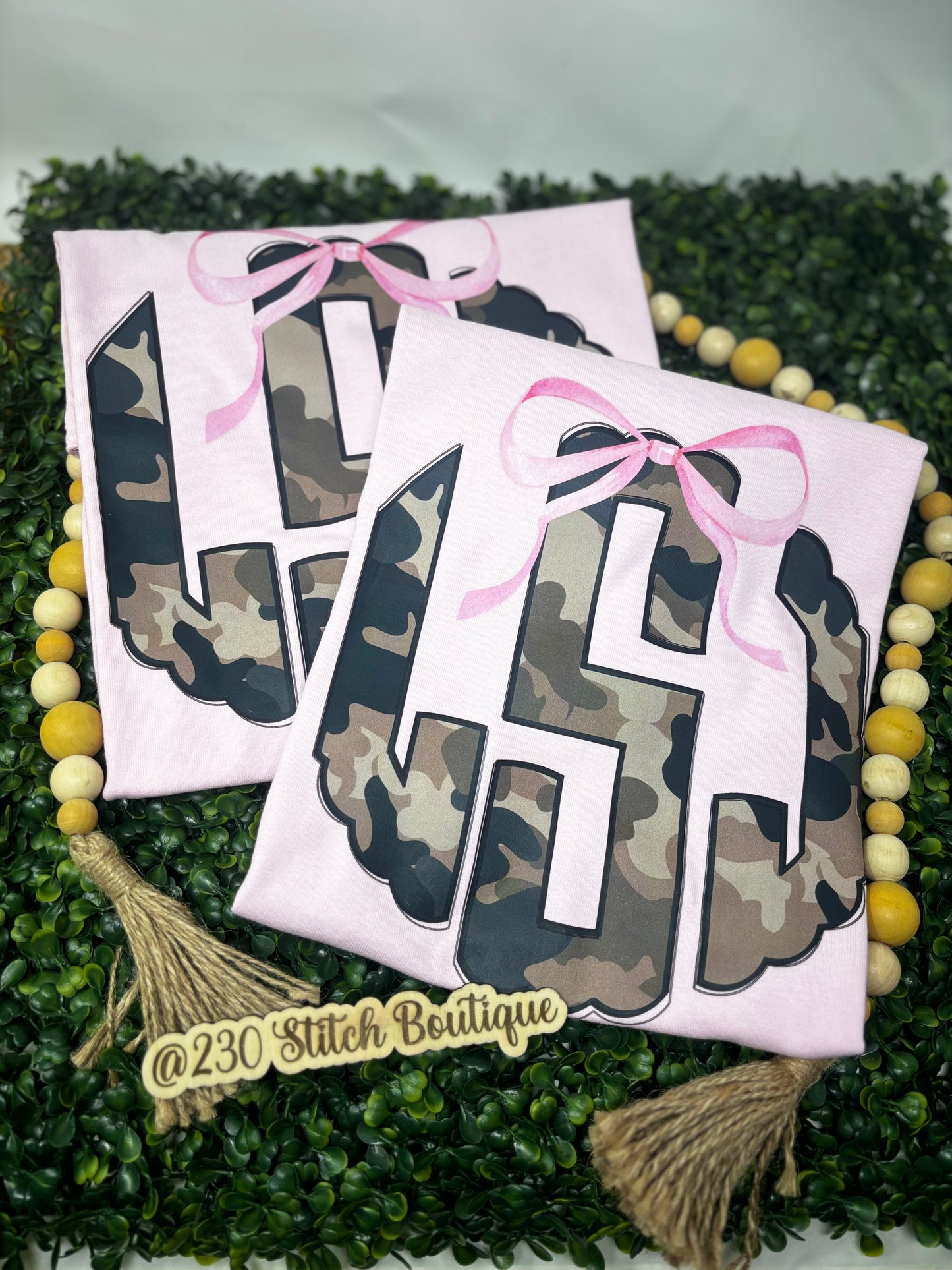 Camo Bow Monogram Tee