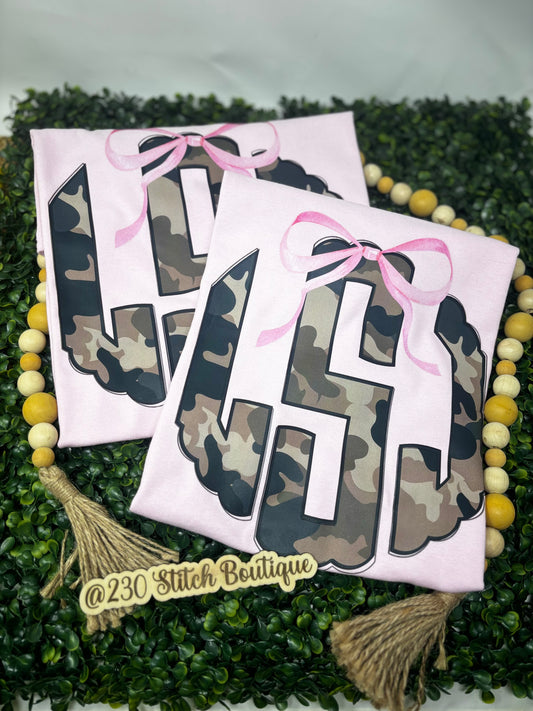 Camo Bow Monogram Tee